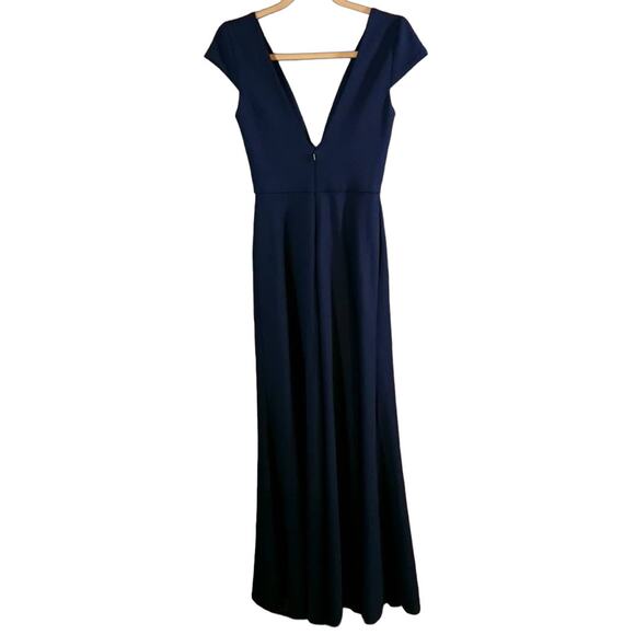 Jenny Yoo Collection Cara Cap Sleeve Plunging Bridesmaid Gown in Navy Women's 2 - Picture 5 of 7